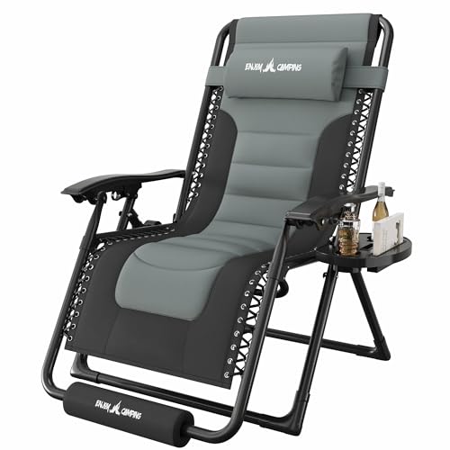 Amopatio gray-black zero gravity reclining patio lounge chair, folded flat